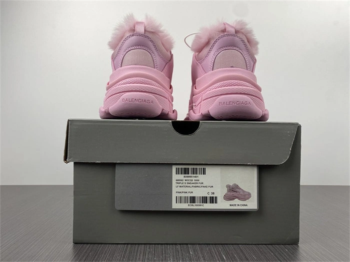 BLCG Triple S Fake Fur Pink 668562 W3CQ5 Versatile 4438