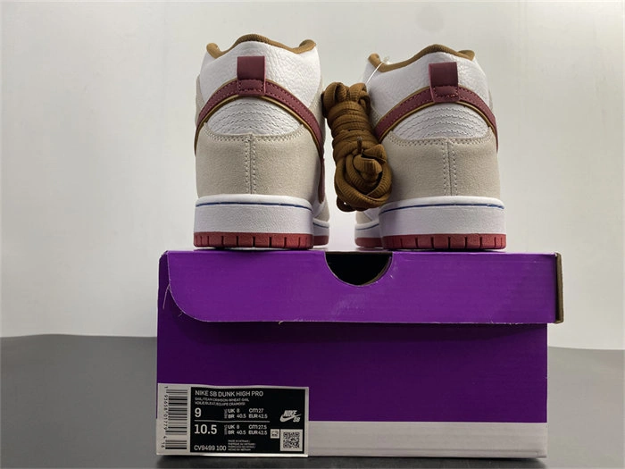 RelaxedFit Nike SB Dunk High Sail Crimson CV9499- 4860